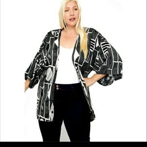 Plus sz 1x2x3x black/white/gray cardigan
